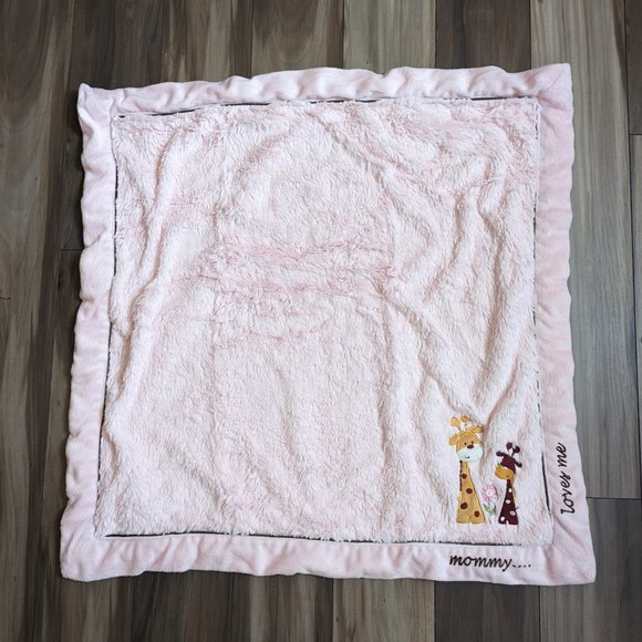 Koala Baby Girls Plush Blanket Zebra Mommy Loves Me Throw Pink 28" x 27" - Picture 4 of 7